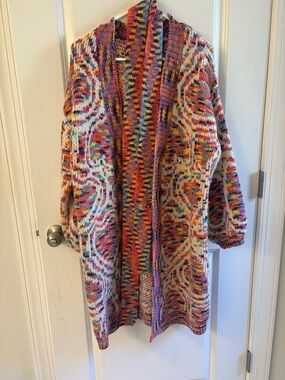 FARM Rio Multicolor Open Knit Long Cardigan